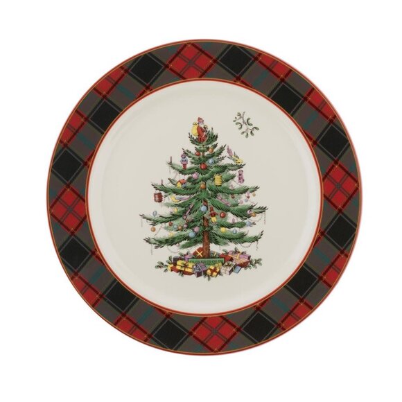 Christmas Tree Tartan Buffet Plate - Picture 1 of 1
